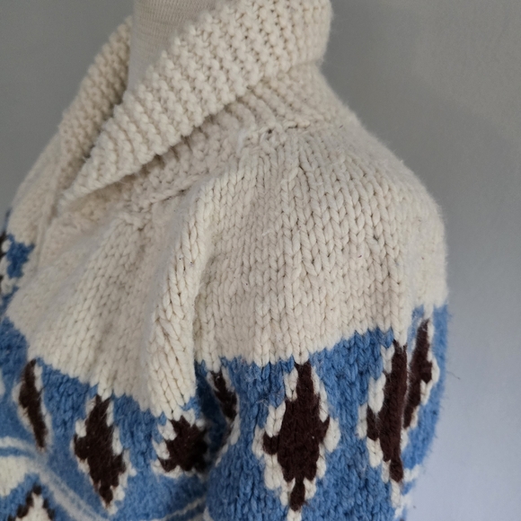 Vintage Hand Knit Cowichan Style Open Front Sweater, Small - Picture 6 of 16